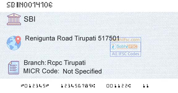 State Bank Of India Rcpc TirupatiBranch 