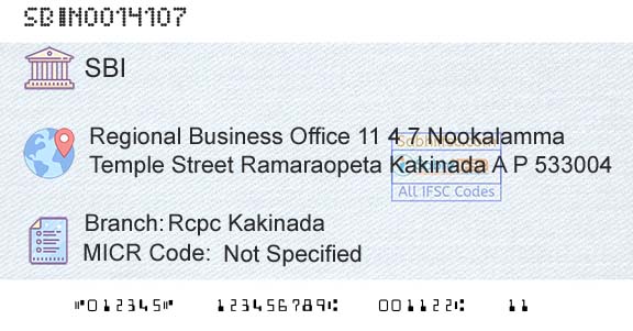 State Bank Of India Rcpc KakinadaBranch 