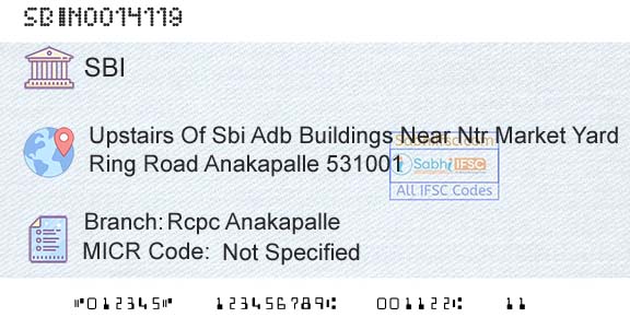 State Bank Of India Rcpc AnakapalleBranch 