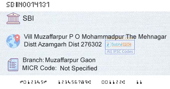 State Bank Of India Muzaffarpur Gaon Branch 