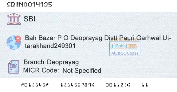 State Bank Of India DeoprayagBranch 