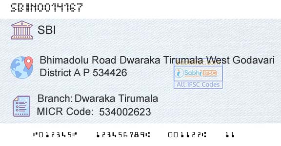 State Bank Of India Dwaraka TirumalaBranch 