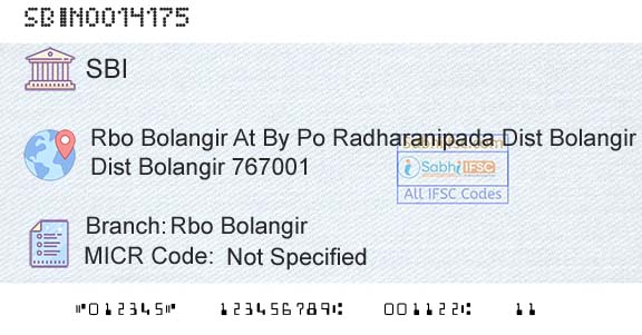 State Bank Of India Rbo BolangirBranch 