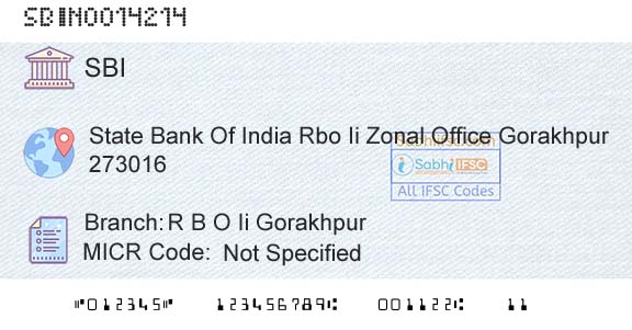 State Bank Of India R B O Ii GorakhpurBranch 