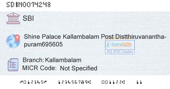 State Bank Of India KallambalamBranch 
