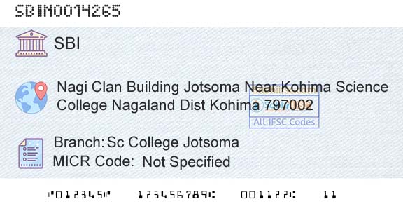 State Bank Of India Sc College JotsomaBranch 