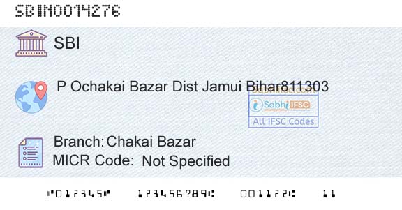 State Bank Of India Chakai BazarBranch 