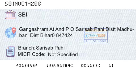 State Bank Of India Sarisab PahiBranch 