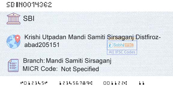 State Bank Of India Mandi Samiti SirsaganjBranch 