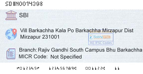 State Bank Of India Rajiv Gandhi South Campus Bhu BarkachhaBranch 