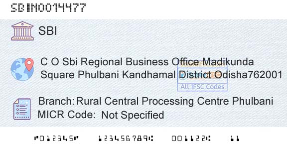 State Bank Of India Rural Central Processing Centre PhulbaniBranch 