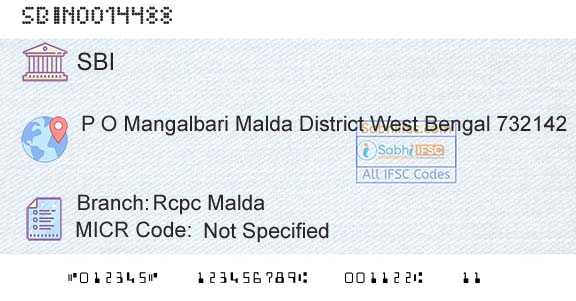 State Bank Of India Rcpc MaldaBranch 