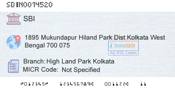 State Bank Of India High Land Park KolkataBranch 