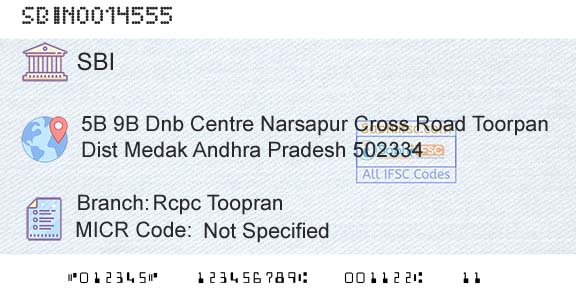 State Bank Of India Rcpc ToopranBranch 