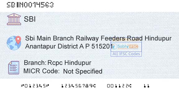State Bank Of India Rcpc HindupurBranch 