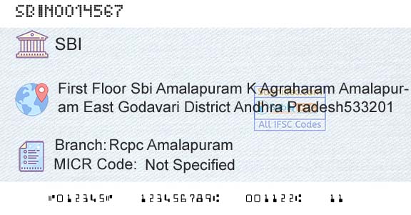 State Bank Of India Rcpc AmalapuramBranch 