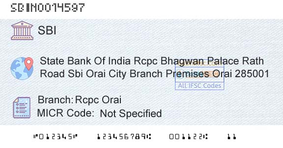 State Bank Of India Rcpc OraiBranch 