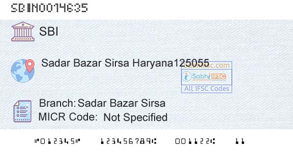 State Bank Of India Sadar Bazar SirsaBranch 