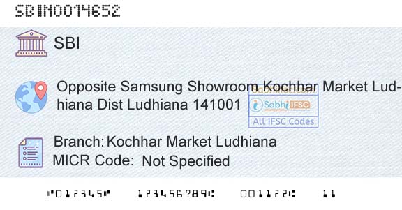 State Bank Of India Kochhar Market LudhianaBranch 