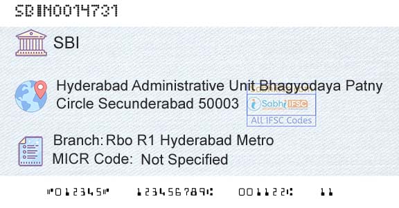 State Bank Of India Rbo R1 Hyderabad MetroBranch 