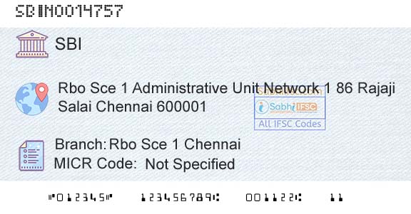 State Bank Of India Rbo Sce 1 ChennaiBranch 