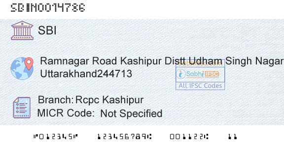 State Bank Of India Rcpc KashipurBranch 