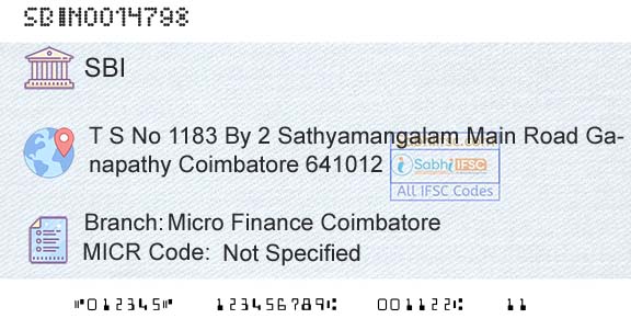State Bank Of India Micro Finance CoimbatoreBranch 