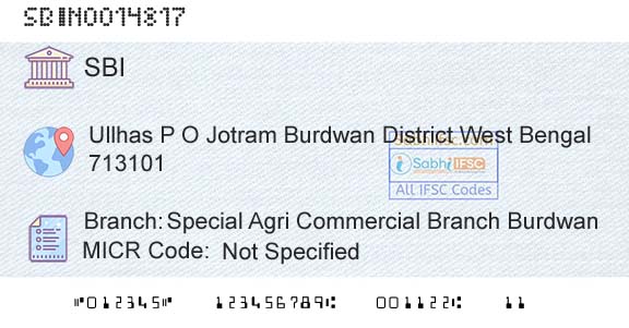State Bank Of India Special Agri Commercial Branch BurdwanBranch 