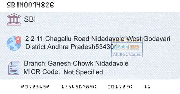 State Bank Of India Ganesh Chowk NidadavoleBranch 