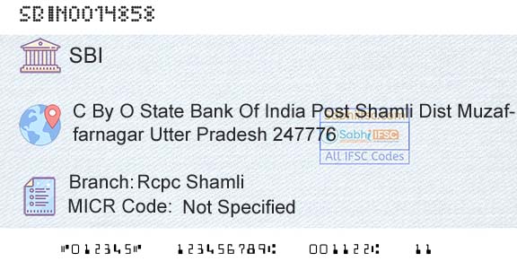 State Bank Of India Rcpc ShamliBranch 