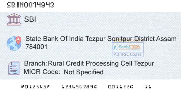 State Bank Of India Rural Credit Processing Cell TezpurBranch 