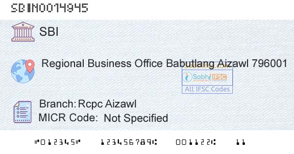 State Bank Of India Rcpc AizawlBranch 