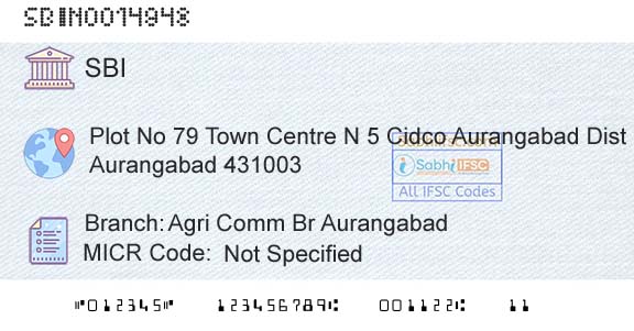 State Bank Of India Agri Comm Br AurangabadBranch 