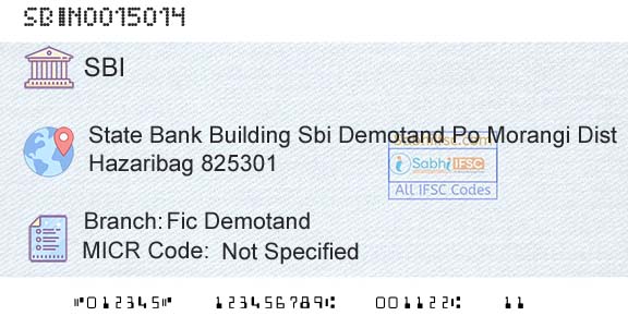 State Bank Of India Fic DemotandBranch 