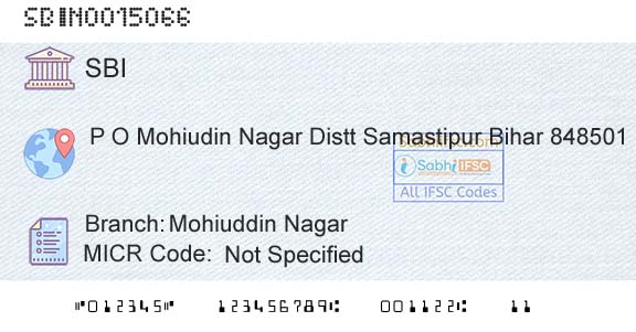 State Bank Of India Mohiuddin NagarBranch 