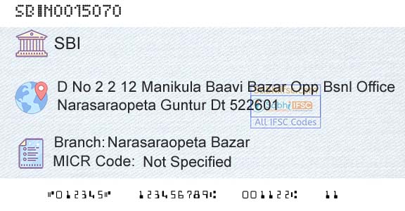 State Bank Of India Narasaraopeta BazarBranch 
