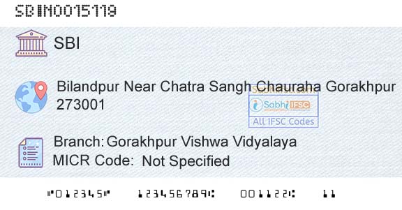 State Bank Of India Gorakhpur Vishwa VidyalayaBranch 