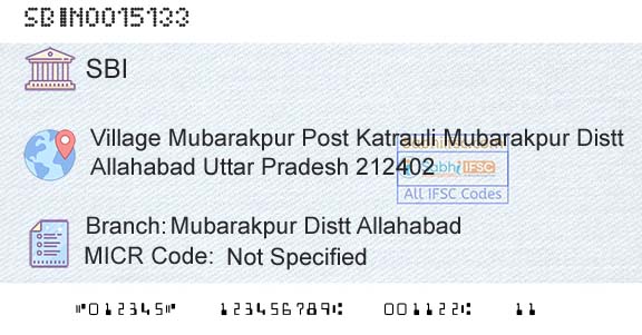 State Bank Of India Mubarakpur Distt AllahabadBranch 