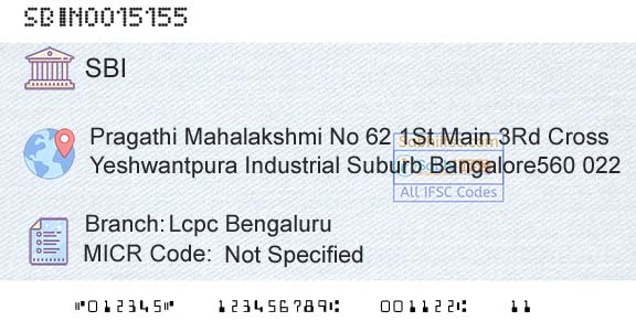 State Bank Of India Lcpc BengaluruBranch 