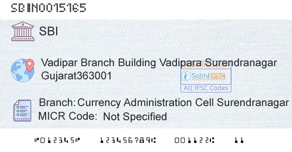 State Bank Of India Currency Administration Cell SurendranagarBranch 