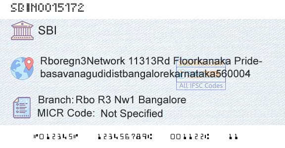 State Bank Of India Rbo R3 Nw1 BangaloreBranch 
