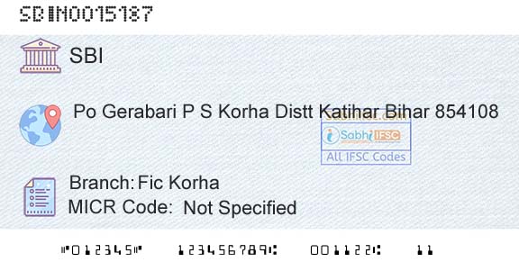 State Bank Of India Fic KorhaBranch 