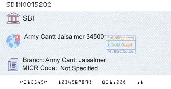 State Bank Of India Army Cantt JaisalmerBranch 