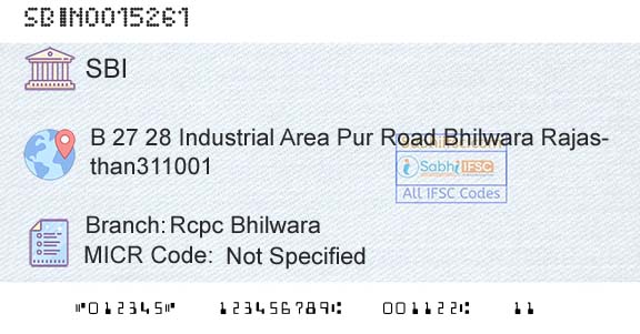 State Bank Of India Rcpc BhilwaraBranch 