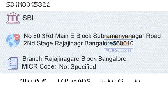 State Bank Of India Rajajinagare Block BangaloreBranch 