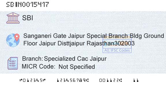 State Bank Of India Specialized Cac JaipurBranch 
