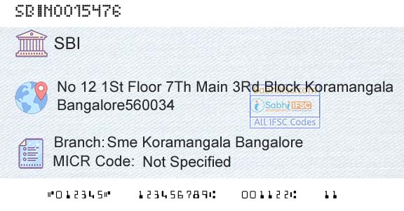State Bank Of India Sme Koramangala BangaloreBranch 