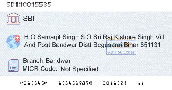 State Bank Of India BandwarBranch 