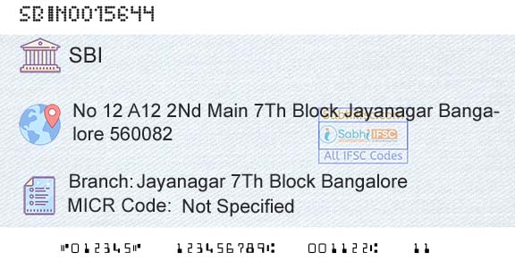 State Bank Of India Jayanagar 7th Block BangaloreBranch 