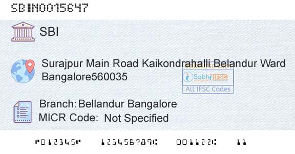 State Bank Of India Bellandur BangaloreBranch 